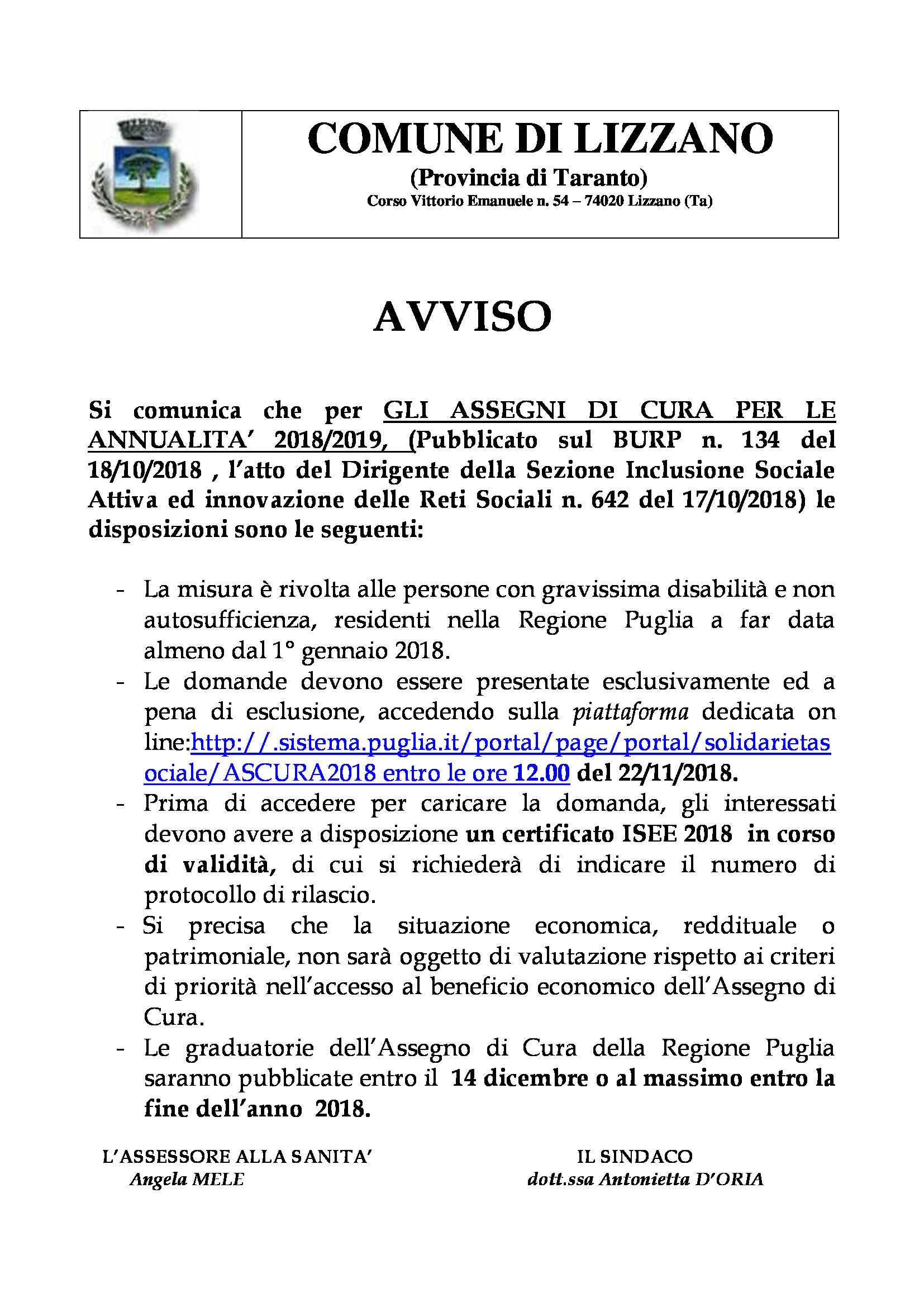 Immagine di Avviso - assegno di cura 2018/2019 -