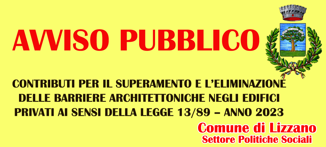 Immagine di Avviso pubblico contributi per il superamento e l'eliminazione delle barriere architettoniche negli edifici privati ai sensi della legge 13/89 - anno 2023